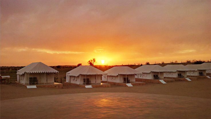 Desert camp at sunset, Sam Sand Dunes, Jaisalmer